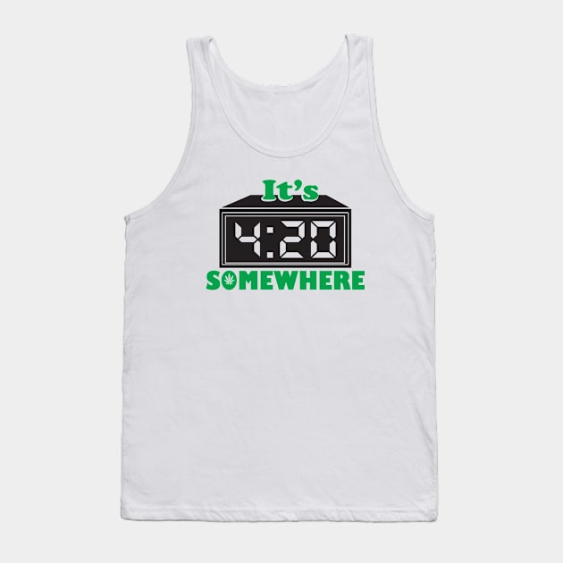 It's 420 Somewhere Alarm Clock Tank Top by Illustrious Graphics 